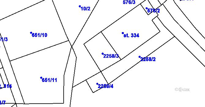 Parcela st. 2258/3 v KÚ Ruprechtice u Broumova, Katastrální mapa