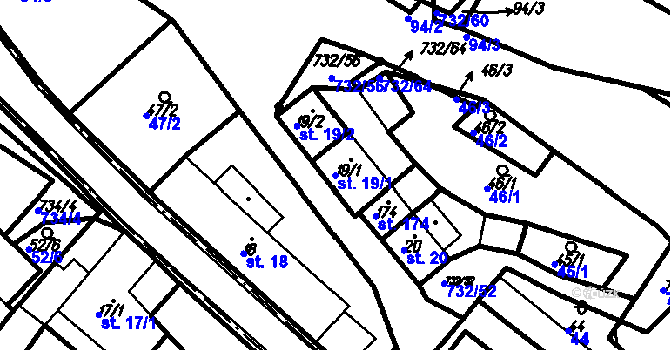 Parcela st. 19/1 v KÚ Ruprechtov, Katastrální mapa