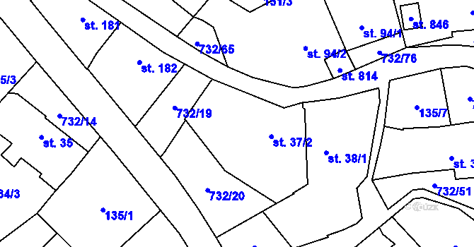 Parcela st. 37/2 v KÚ Ruprechtov, Katastrální mapa