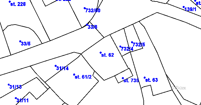 Parcela st. 62 v KÚ Ruprechtov, Katastrální mapa