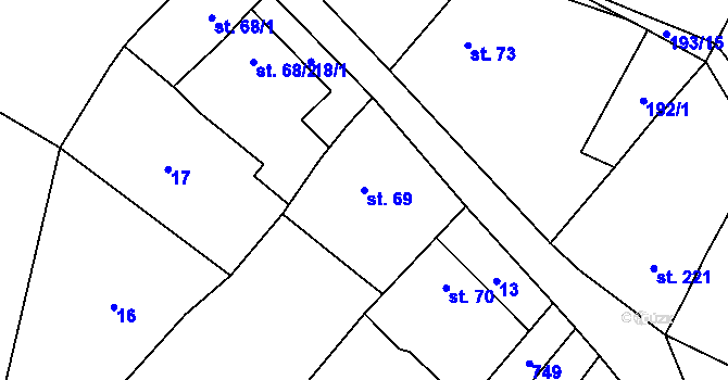 Parcela st. 69 v KÚ Ruprechtov, Katastrální mapa