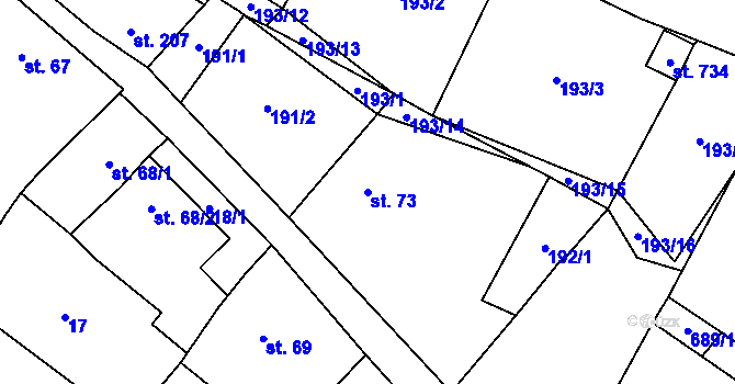 Parcela st. 73 v KÚ Ruprechtov, Katastrální mapa