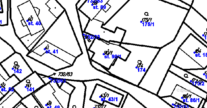 Parcela st. 90/1 v KÚ Ruprechtov, Katastrální mapa