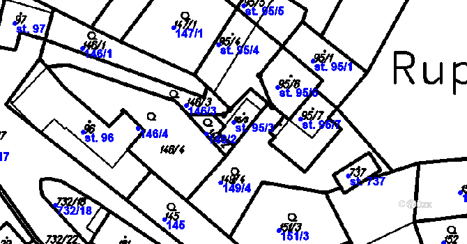 Parcela st. 95/3 v KÚ Ruprechtov, Katastrální mapa
