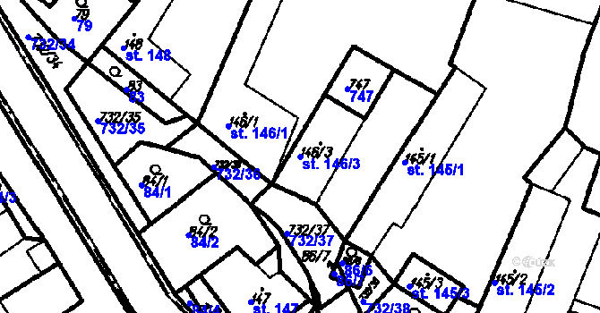 Parcela st. 146/3 v KÚ Ruprechtov, Katastrální mapa