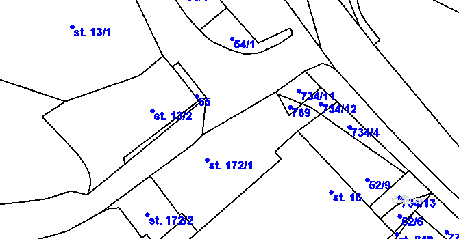 Parcela st. 172/1 v KÚ Ruprechtov, Katastrální mapa