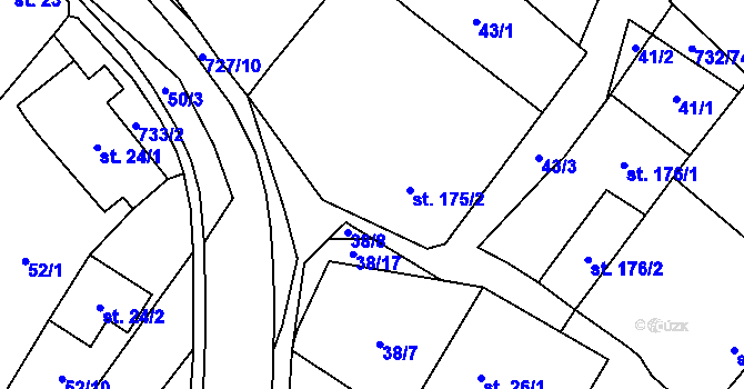 Parcela st. 175/2 v KÚ Ruprechtov, Katastrální mapa