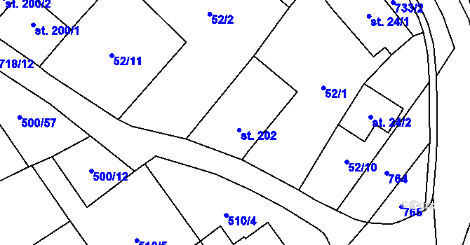 Parcela st. 202 v KÚ Ruprechtov, Katastrální mapa