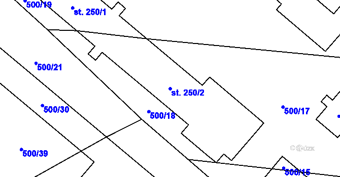 Parcela st. 250/2 v KÚ Ruprechtov, Katastrální mapa