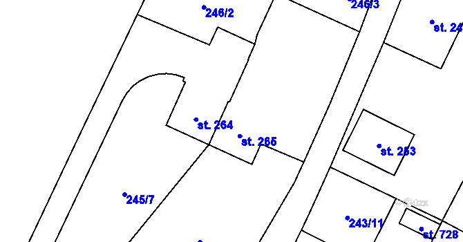 Parcela st. 265 v KÚ Ruprechtov, Katastrální mapa