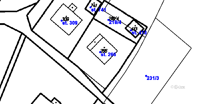 Parcela st. 266 v KÚ Ruprechtov, Katastrální mapa