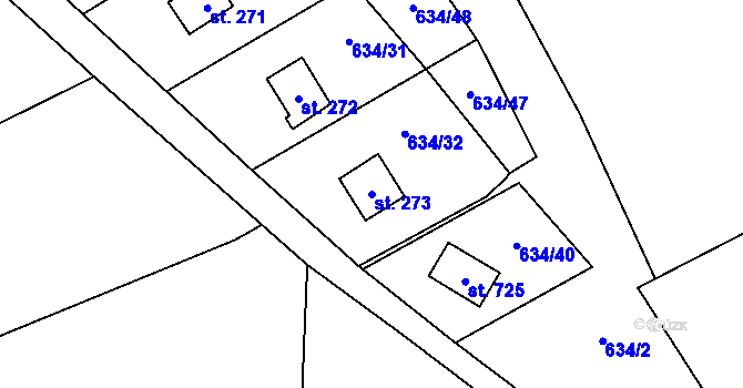 Parcela st. 273 v KÚ Ruprechtov, Katastrální mapa