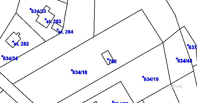 Parcela st. 281 v KÚ Ruprechtov, Katastrální mapa