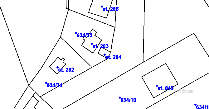 Parcela st. 284 v KÚ Ruprechtov, Katastrální mapa