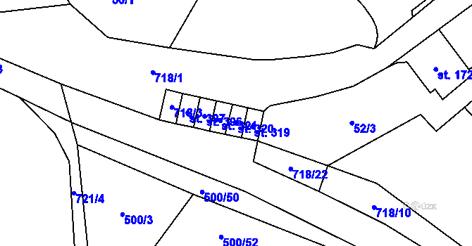 Parcela st. 320 v KÚ Ruprechtov, Katastrální mapa