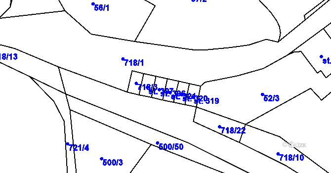 Parcela st. 321 v KÚ Ruprechtov, Katastrální mapa