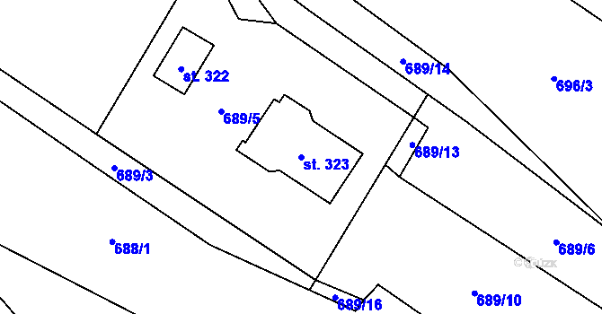 Parcela st. 323 v KÚ Ruprechtov, Katastrální mapa