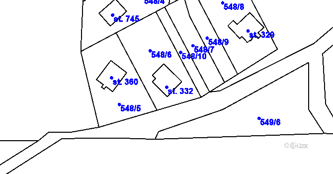 Parcela st. 332 v KÚ Ruprechtov, Katastrální mapa