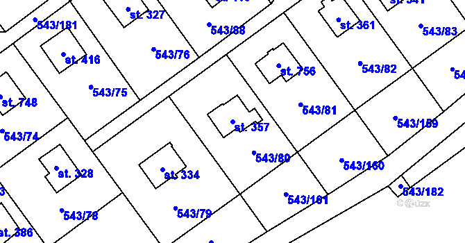 Parcela st. 357 v KÚ Ruprechtov, Katastrální mapa