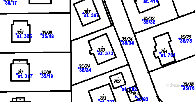 Parcela st. 373 v KÚ Ruprechtov, Katastrální mapa