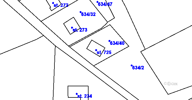 Parcela st. 725 v KÚ Ruprechtov, Katastrální mapa