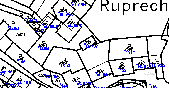 Parcela st. 737 v KÚ Ruprechtov, Katastrální mapa