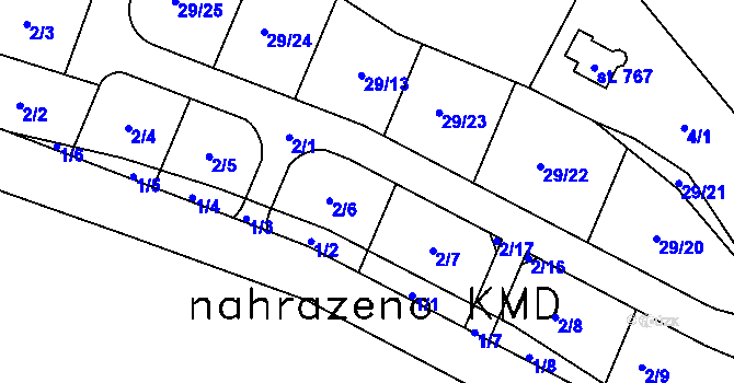 Parcela st. 2/1 v KÚ Ruprechtov, Katastrální mapa