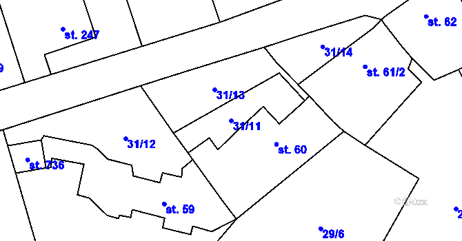 Parcela st. 31/11 v KÚ Ruprechtov, Katastrální mapa