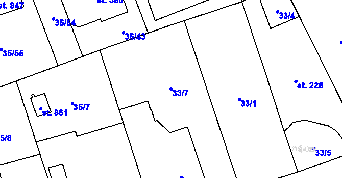 Parcela st. 33/7 v KÚ Ruprechtov, Katastrální mapa
