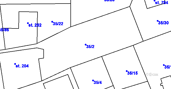 Parcela st. 35/2 v KÚ Ruprechtov, Katastrální mapa