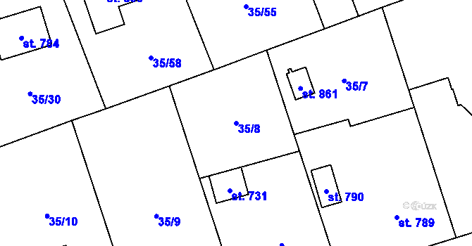Parcela st. 35/8 v KÚ Ruprechtov, Katastrální mapa