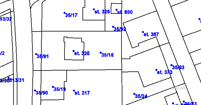 Parcela st. 35/18 v KÚ Ruprechtov, Katastrální mapa