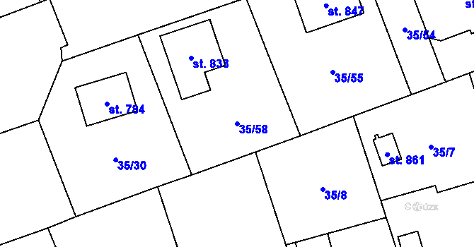 Parcela st. 35/58 v KÚ Ruprechtov, Katastrální mapa