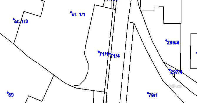 Parcela st. 71/1 v KÚ Ruprechtov, Katastrální mapa