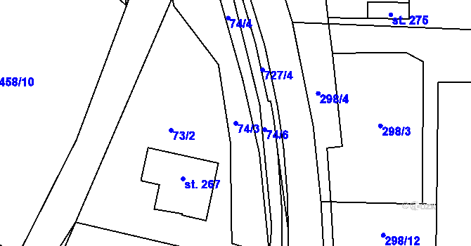 Parcela st. 74/3 v KÚ Ruprechtov, Katastrální mapa