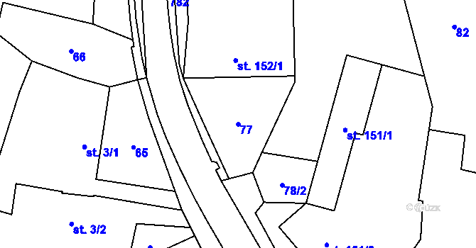 Parcela st. 77 v KÚ Ruprechtov, Katastrální mapa