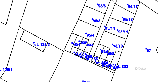 Parcela st. 95/2 v KÚ Ruprechtov, Katastrální mapa