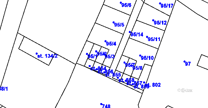 Parcela st. 95/3 v KÚ Ruprechtov, Katastrální mapa