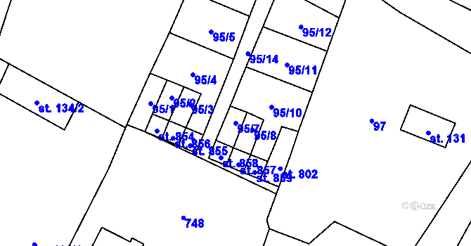 Parcela st. 95/7 v KÚ Ruprechtov, Katastrální mapa