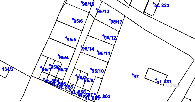 Parcela st. 95/11 v KÚ Ruprechtov, Katastrální mapa