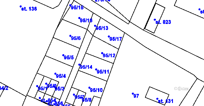 Parcela st. 95/12 v KÚ Ruprechtov, Katastrální mapa