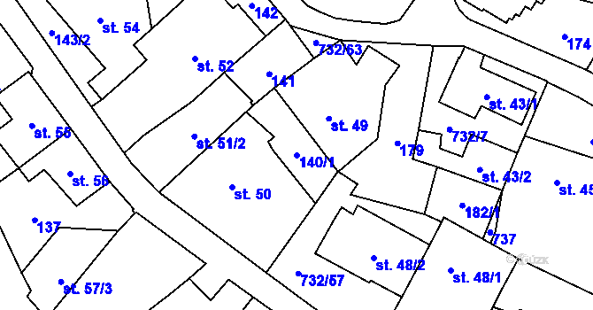 Parcela st. 140/1 v KÚ Ruprechtov, Katastrální mapa
