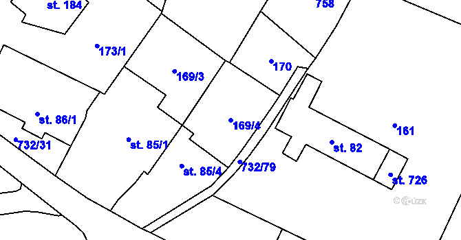 Parcela st. 169/4 v KÚ Ruprechtov, Katastrální mapa