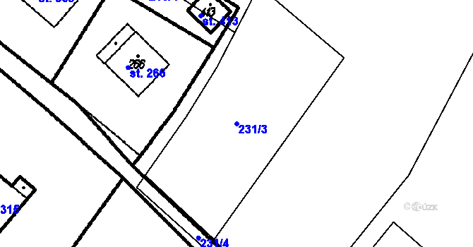 Parcela st. 231/3 v KÚ Ruprechtov, Katastrální mapa