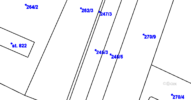 Parcela st. 245/3 v KÚ Ruprechtov, Katastrální mapa