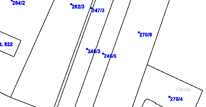 Parcela st. 245/5 v KÚ Ruprechtov, Katastrální mapa