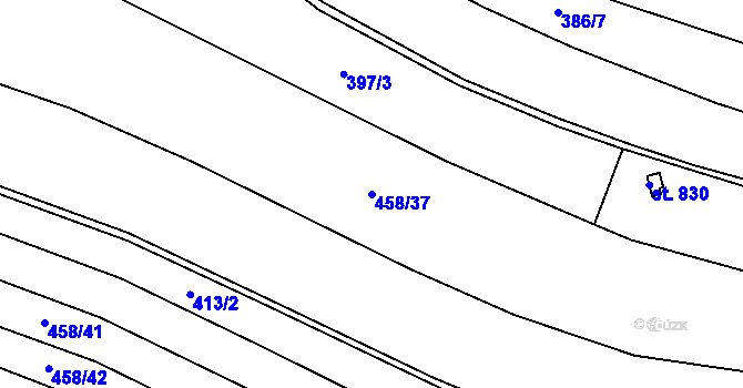 Parcela st. 458/37 v KÚ Ruprechtov, Katastrální mapa