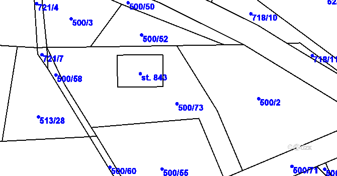 Parcela st. 500/2 v KÚ Ruprechtov, Katastrální mapa