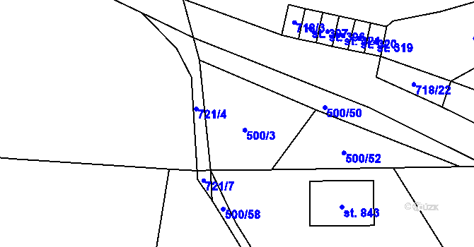 Parcela st. 500/3 v KÚ Ruprechtov, Katastrální mapa