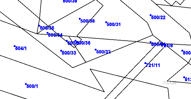 Parcela st. 500/32 v KÚ Ruprechtov, Katastrální mapa
